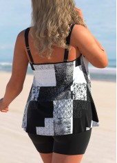 Plus Size Geometric Print Black Tankini Top-No Bottom | picture 2