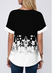 Multi Color Ombre Short Sleeve Split Neck Blouse | thumb picture 