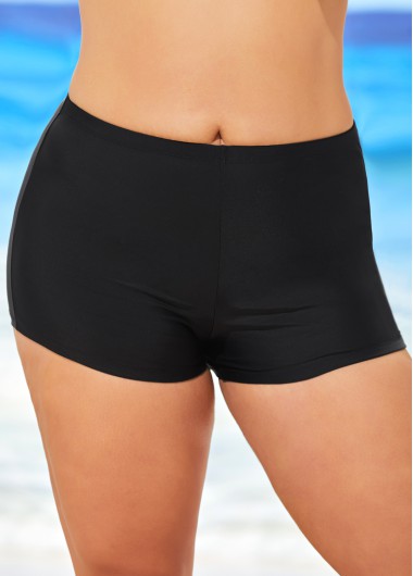 Modlily Plus Size Black High Waisted Swimwear Shorts - 3X