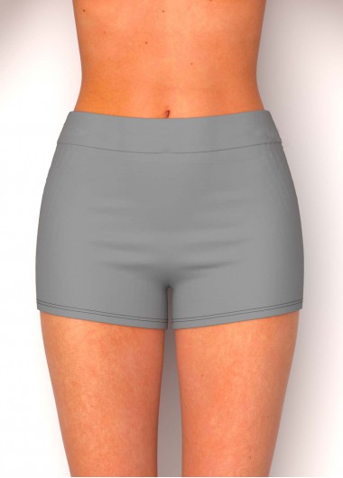 Modlily Light Grey Elastic Detail Mid Waist Swimwear Shorts - M