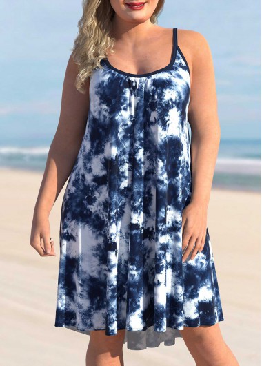 Modlily Plus Size Tie Dye Print Black Cover Up Dress - 1X