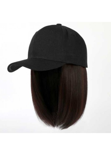 Integrated Short Dark Brown Hat and Wig     