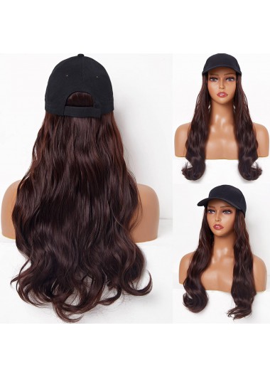 Modlily Integrated Brown Big Wave Hat and Wig - One Size