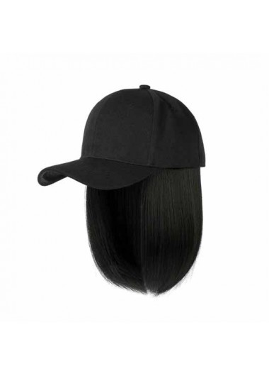 Modlily Black Short Straight Hat and Wig - One Size