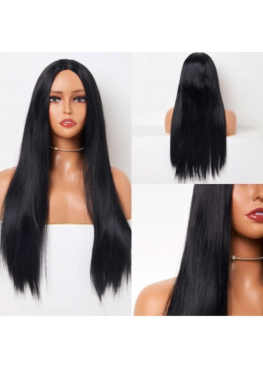 Modlily Long Black Middle Score Wig for Women - One Size