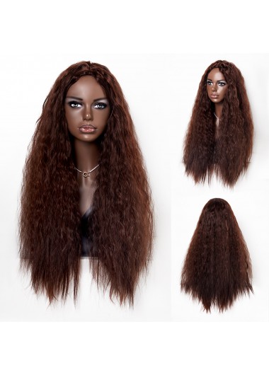 Modlily Long Brown Curly Wig for Women - One Size