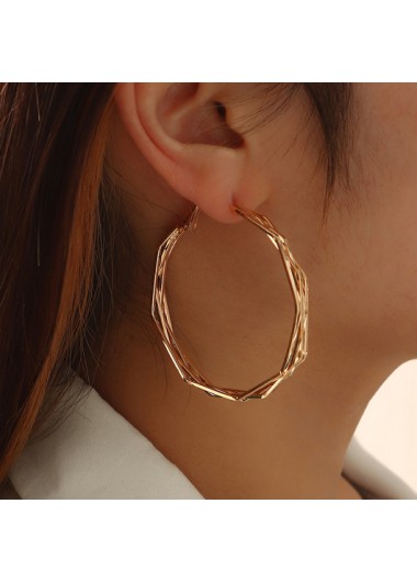 Modlily Circle Design Gold Metal Detail Earrings - One Size