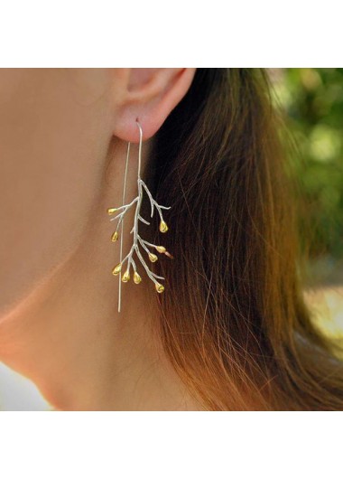 Modlily Branch Shape Silver Metal Detail Earrings - One Size