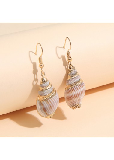 Modlily Multi Color Metal Detail Conch Design Earrings - One Size