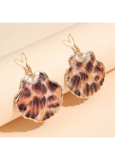 Modlily Leopard Shell Multi Color Metal Detail Earrings - One Size