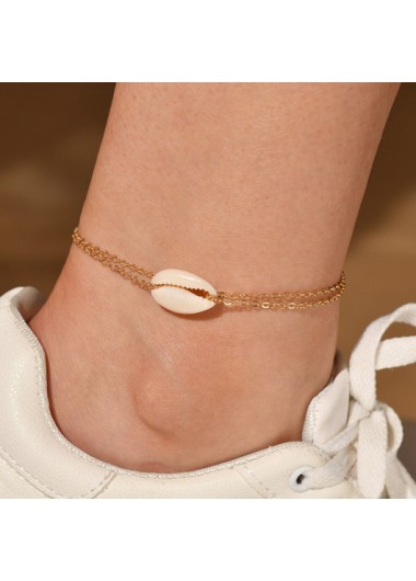 Modlily Gold Conch Design Metal Detail Anklet - One Size