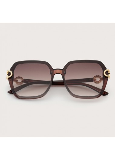 Modlily Brown Metal Detail TR Sunglasses for Women - One Size