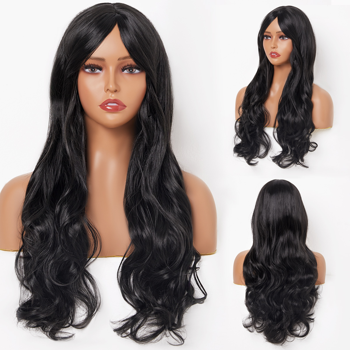 Wave Middle Score Black Wig for Women
