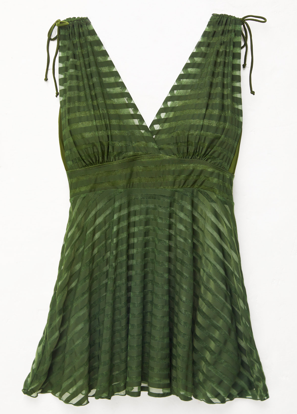 Plus Size Olive Green Mesh Stitching Swimdress Top