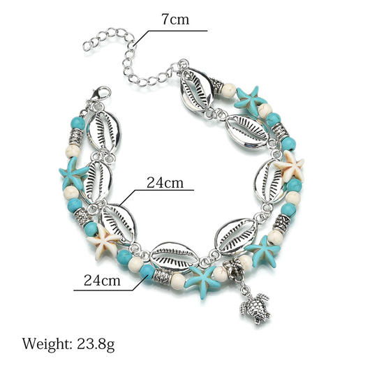 Beads Detail Sea Turtle Turquoise Anklet