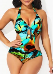 Halter Animal Prints Multi Color One Piece Swimwear | thumb picture 