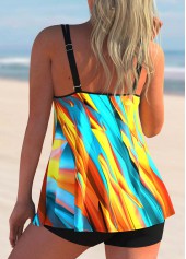 Dazzle Colorful Print Double Straps Tankini Top-No Bottom