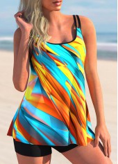 Dazzle Colorful Print Double Straps Tankini Top-No Bottom