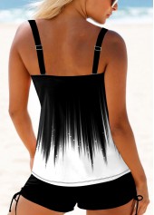 Ombre White Cross Front Wide Strap Tankini Set | thumb picture 