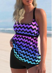 Rainbow Color Wide Strap Chevron Print Tankini Set | thumb picture 