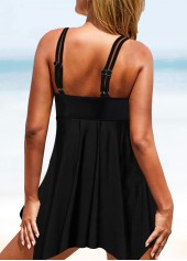 Asymmetry Plaid Black Tankini Set | thumb picture 