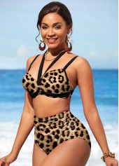 Leopard High Waist Brown Bikini Set | thumb picture 