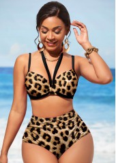 Leopard High Waist Brown Bikini Set