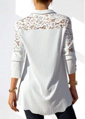 White Lace Stitching Button Detail Blouse | thumb picture 
