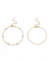 Heart Design Metal Detail Gold Anklet Set | thumb picture 