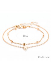 Heart Design Metal Detail Gold Anklet Set | thumb picture 
