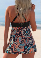 Paisley Print Bowknot Coral Orange Swimdress Top-No Bottom | picture 3