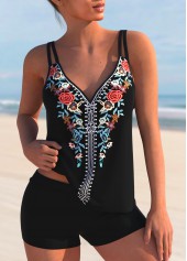 Multi Color Double Straps Tribal Print Tankini Top-No Bottom | picture 1