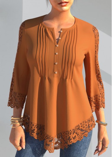  Modlily-Women's Clothing > Tops > Blouses&Shirts-COLOR-Coral Orange