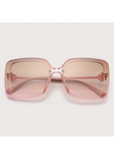 Modlily Pink TR Square Frame Metal Detail Sunglasses - One Size