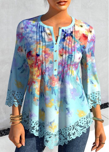  Modlily-Women's Clothing > Tops > Blouses&Shirts-COLOR-Light Blue