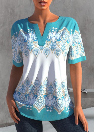  Modlily-Women's Clothing > Tops > Blouses&Shirts-COLOR-Cyan