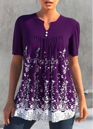  Modlily-Women's Clothing > Tops > Blouses&Shirts-COLOR-Deep Purple