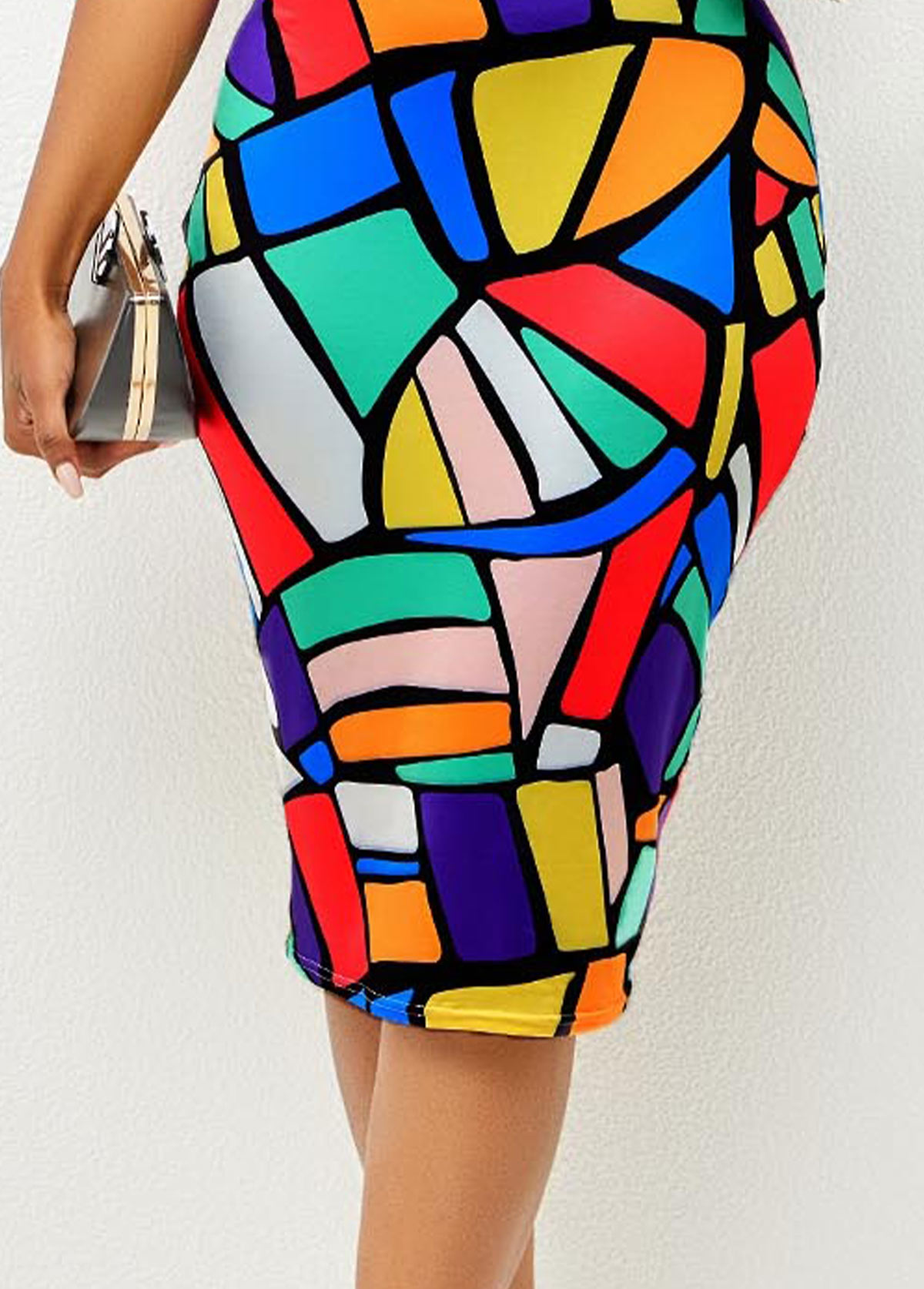 Geometric Print Round Neck Sleeveless Dress