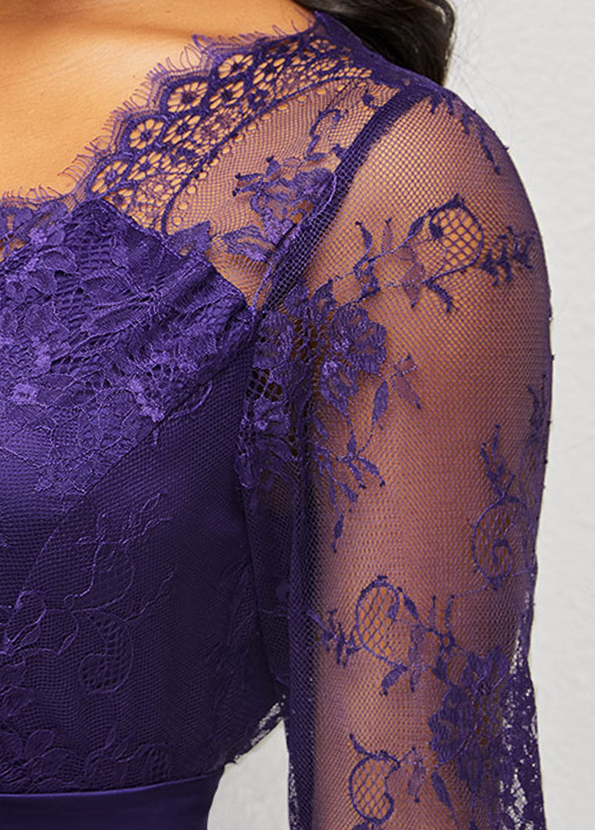 Lace Patchwork Purple 3/4 Sleeve Multiway Dress