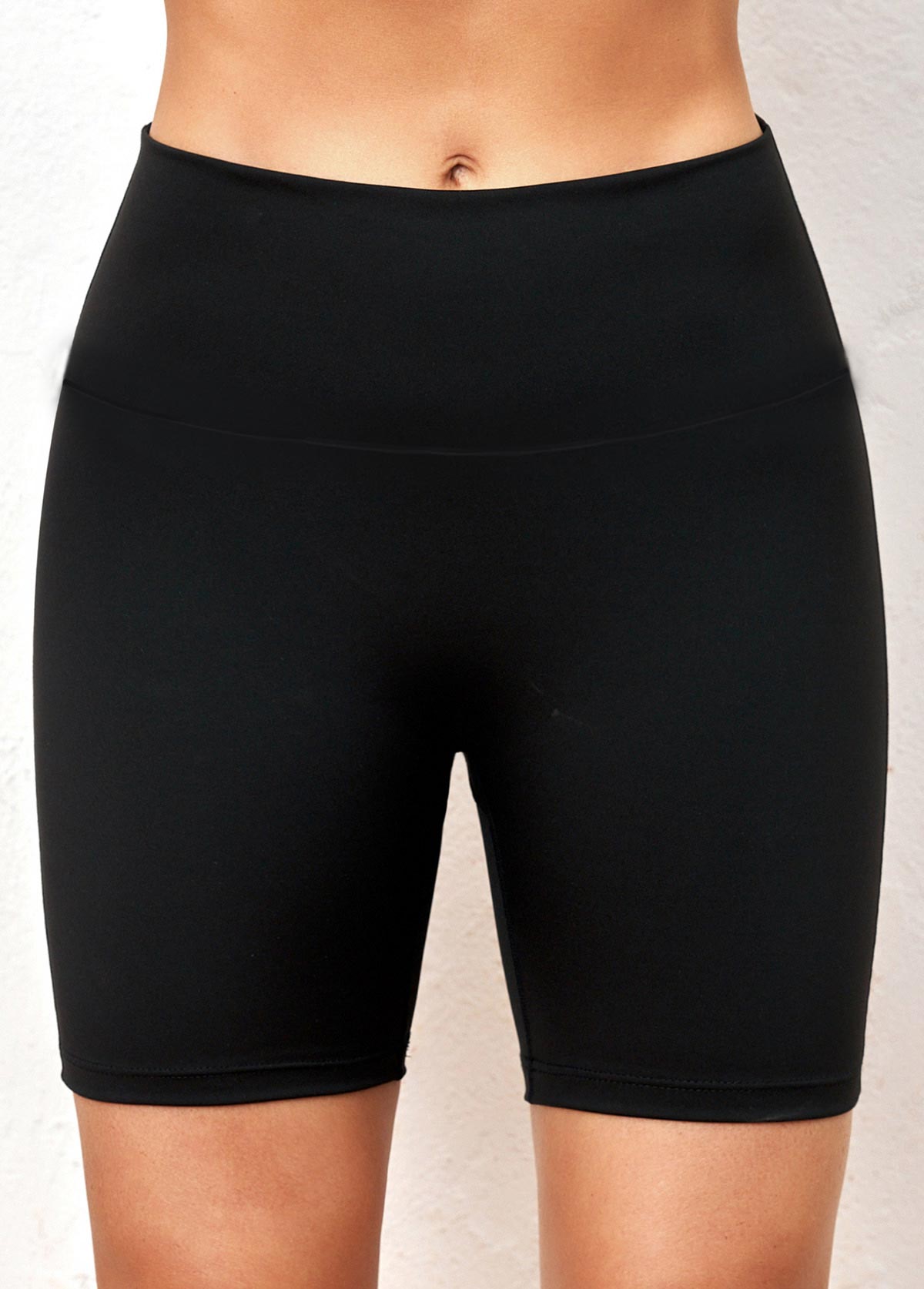 Black Double Pocket Mid Waist Swim Shorts