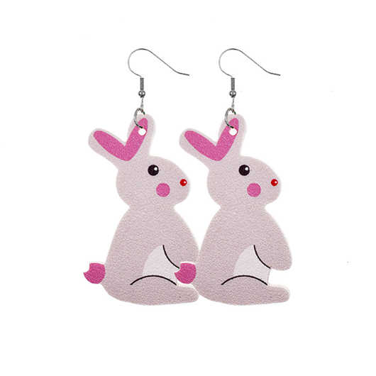 Easter Rabbit Design Heart Detail Light Pink Earrings
