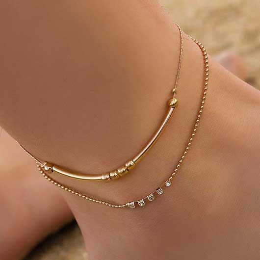 Gold Layered Design Metal Detail Anklet