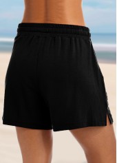 Mid Waist Black Drawstring Detail Loose Shorts | thumb picture 
