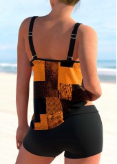 Geometric Print Double Straps Orange Tankini Top-No Bottom | picture 2