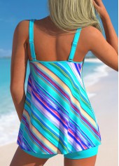 Geometric Stripe Print Cyan Tankini Set | thumb picture 