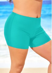 Plus Size Cyan Mid Waist Skinny Swim Shorts | thumb picture 