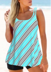 Striped Cyan Tankini Set