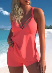 Cross Strap Coral Red Tankini Set | thumb picture 