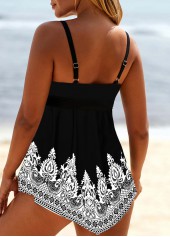 White Tribal Print Lace Up Swimdress Top-No Bottom | picture 2