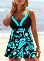 Cyan Paisley Print Wide Strap Swimdress Top-No Bottom | picture 1